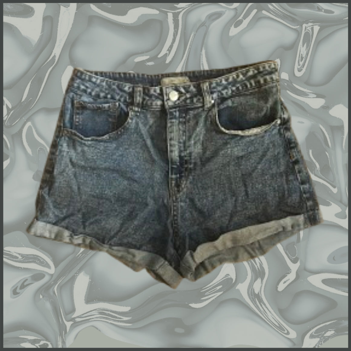 medium wash denim shorts
