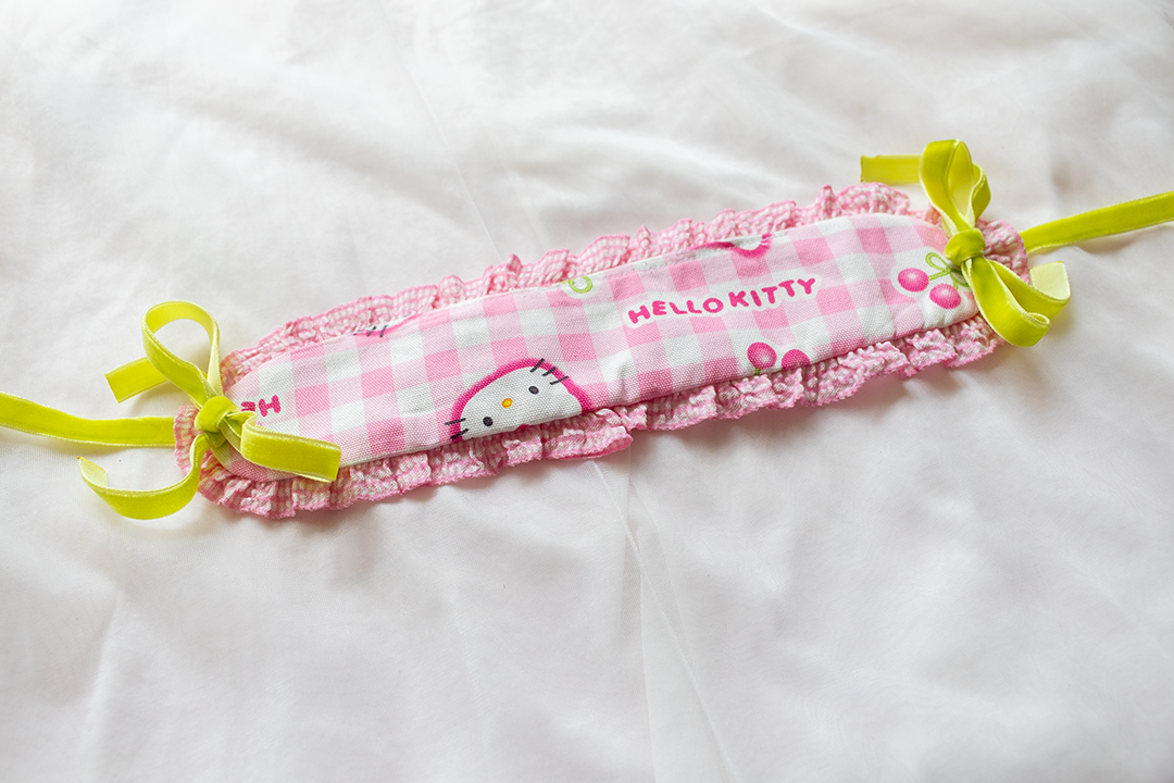 OOAK Lolita-style Pink and Green Hello Kitty Cherries Headband