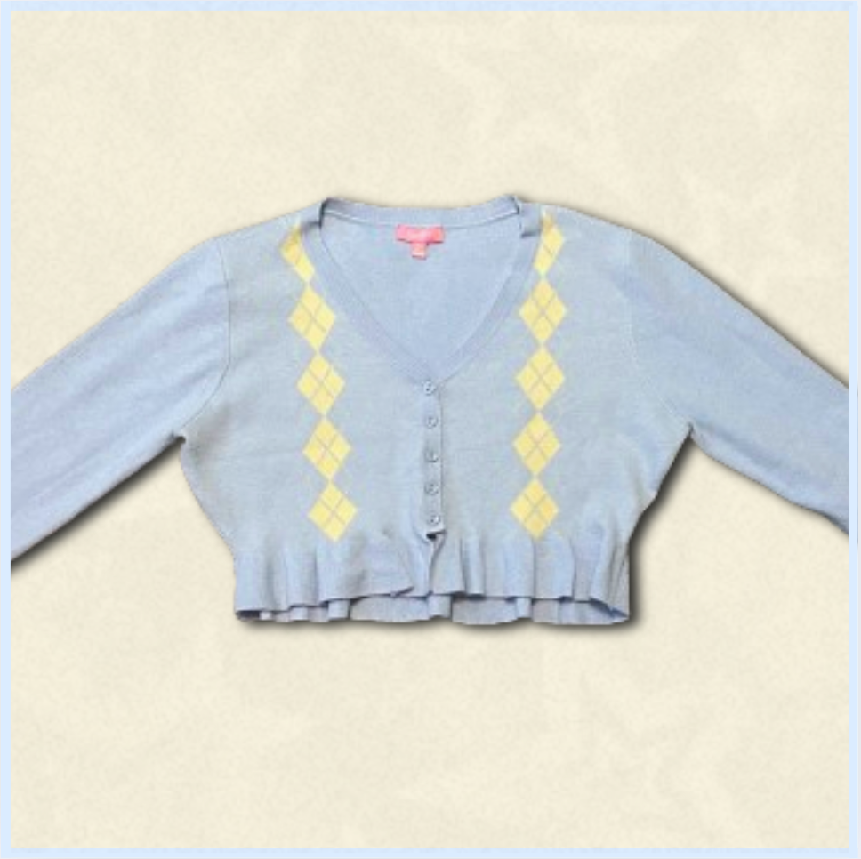 light blue + yellow soft cardigan