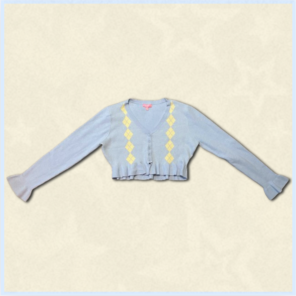 light blue + yellow soft cardigan