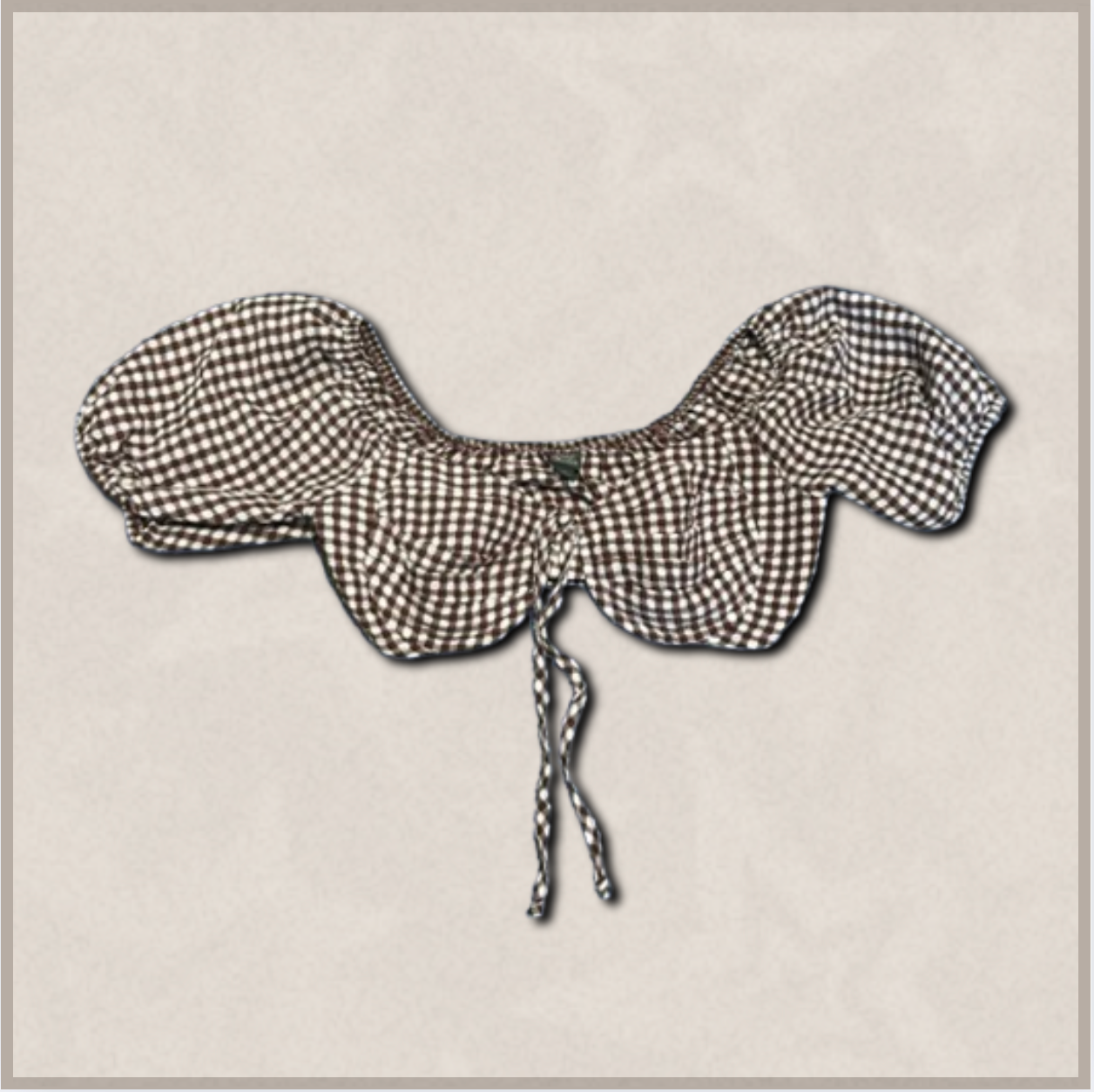 white/brown gingham patterned crop top