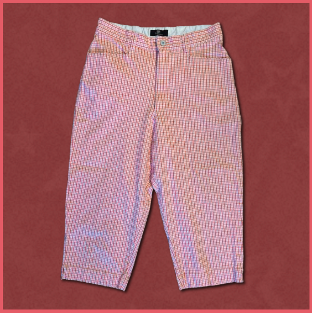 white/red patterned lee khakis