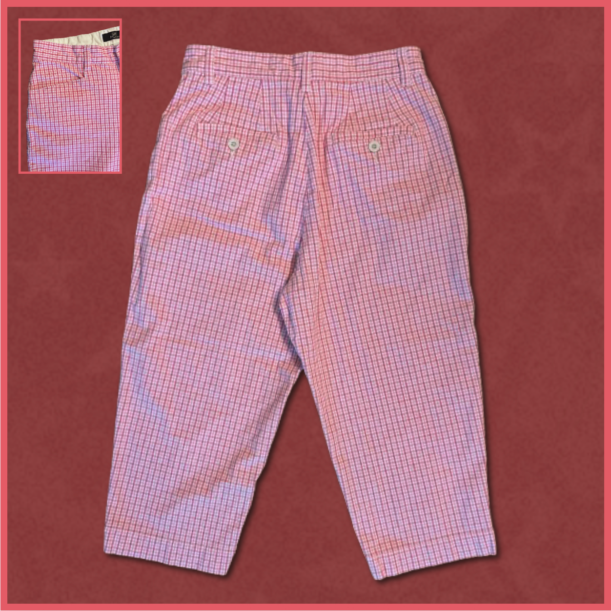 white/red patterned lee khakis