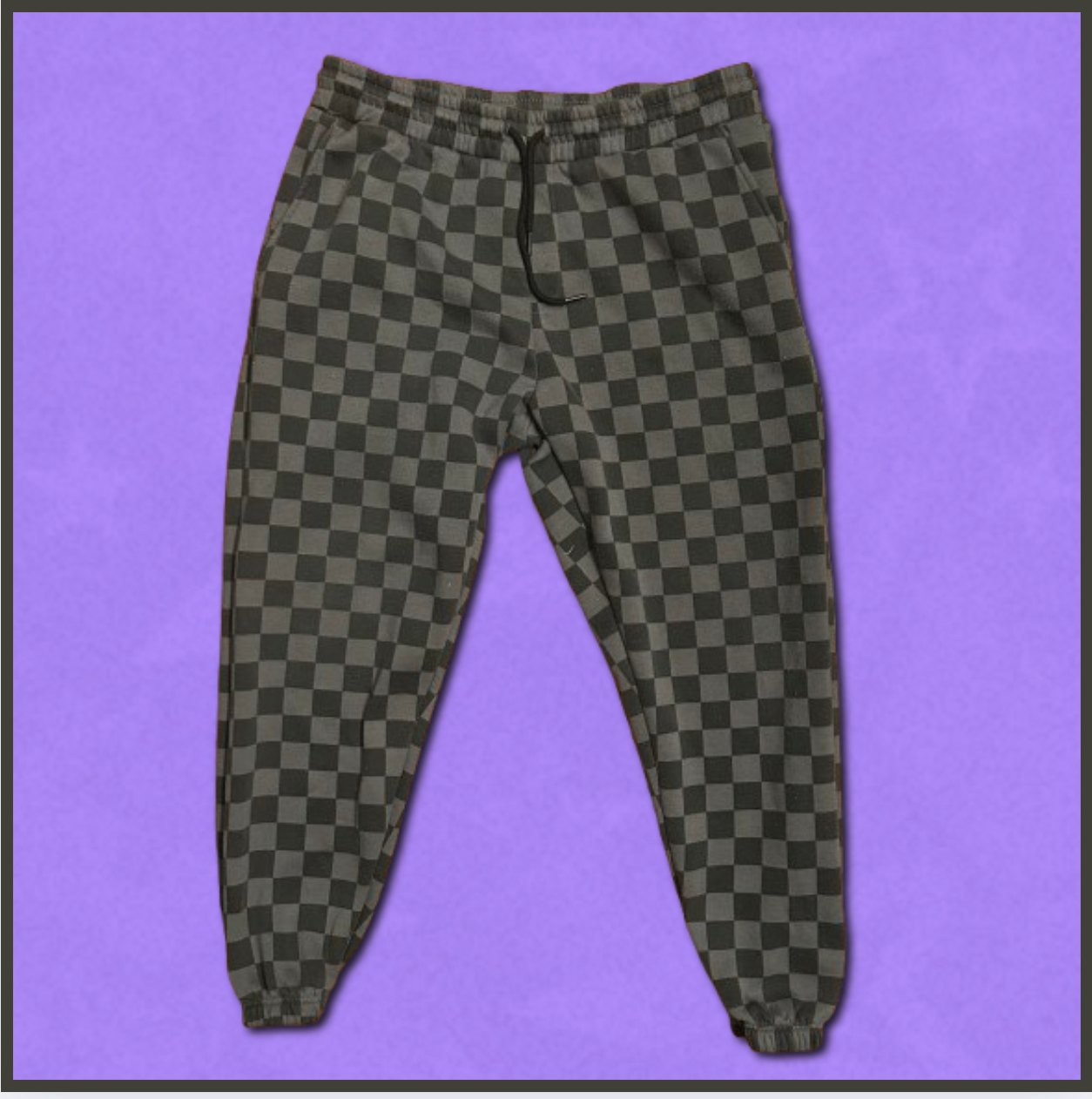 dark/light gray checkered joggers