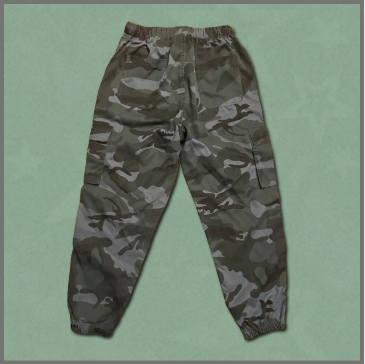 unisex greenish-gray camo joggers