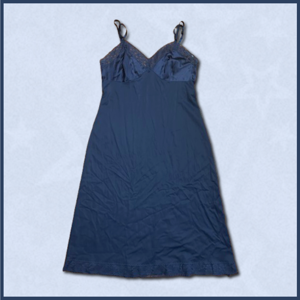 dark navy lace slip dress