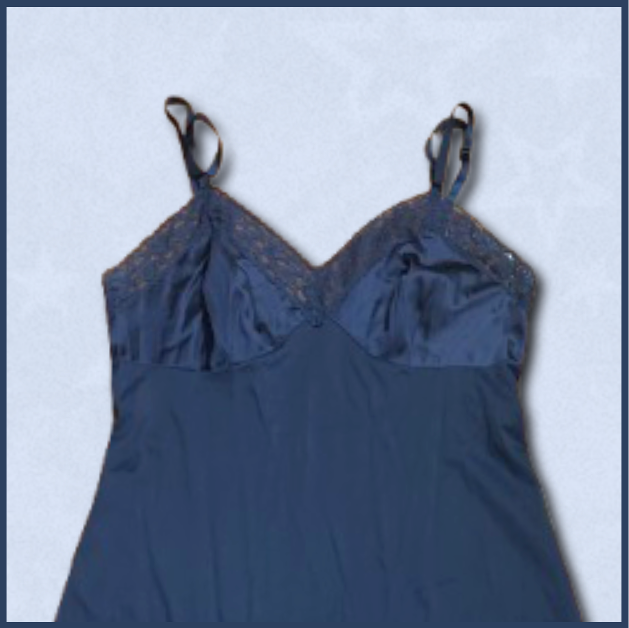 dark navy lace slip dress