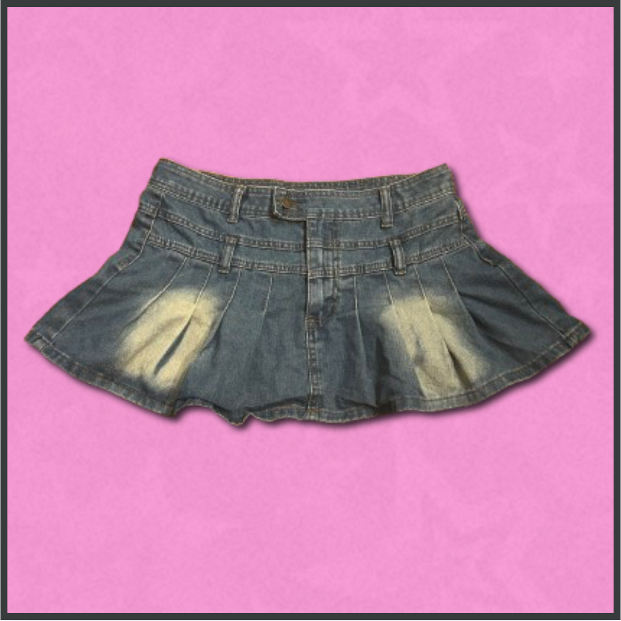 pleated denim mini skirt