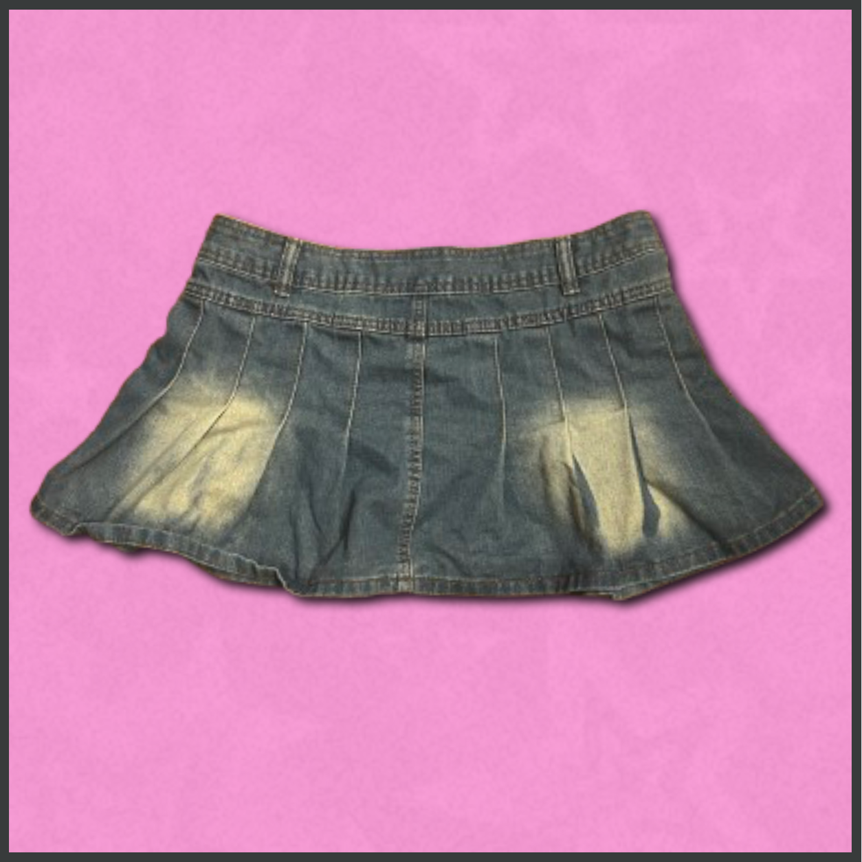 pleated denim mini skirt