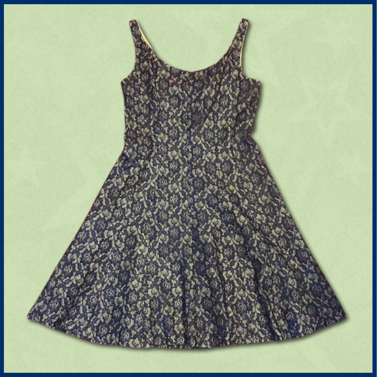 green + dark navy floral dress