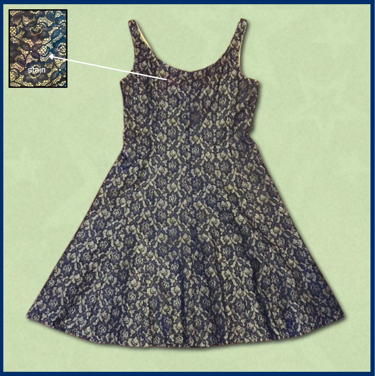 green + dark navy floral dress