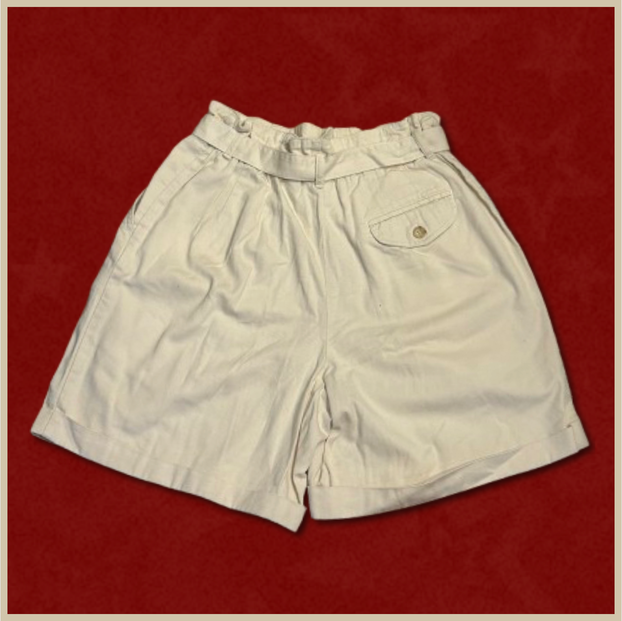 beige tie-up shorts