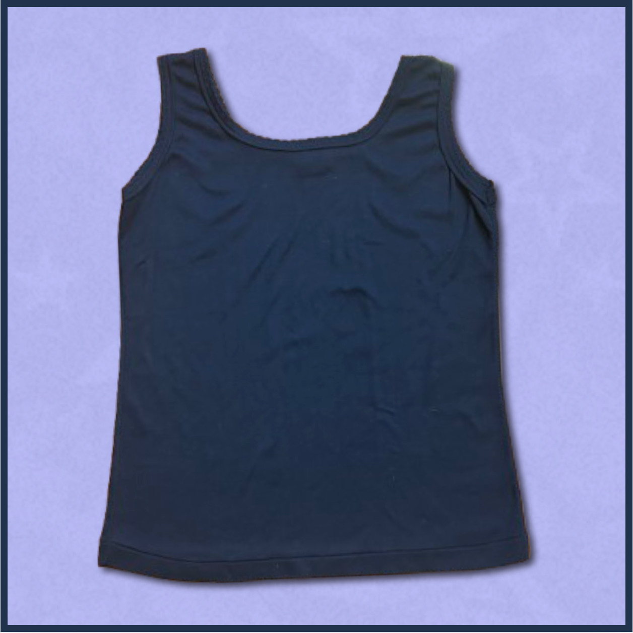 navy blue looser-fitting tank top