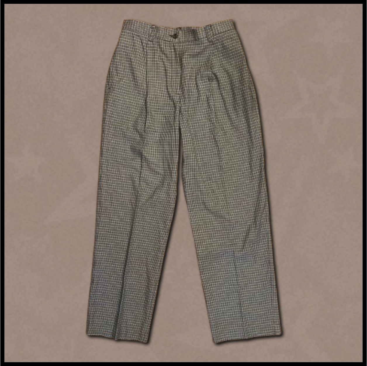 black + brown/blue patterned business pants