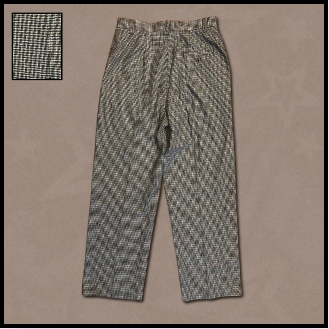 black + brown/blue patterned business pants