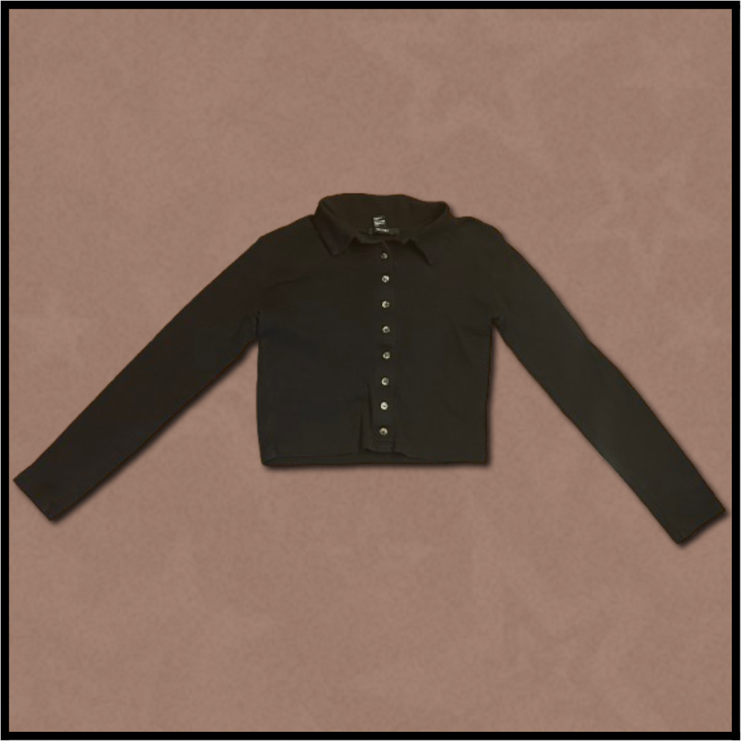 black long-sleeved collared shirt