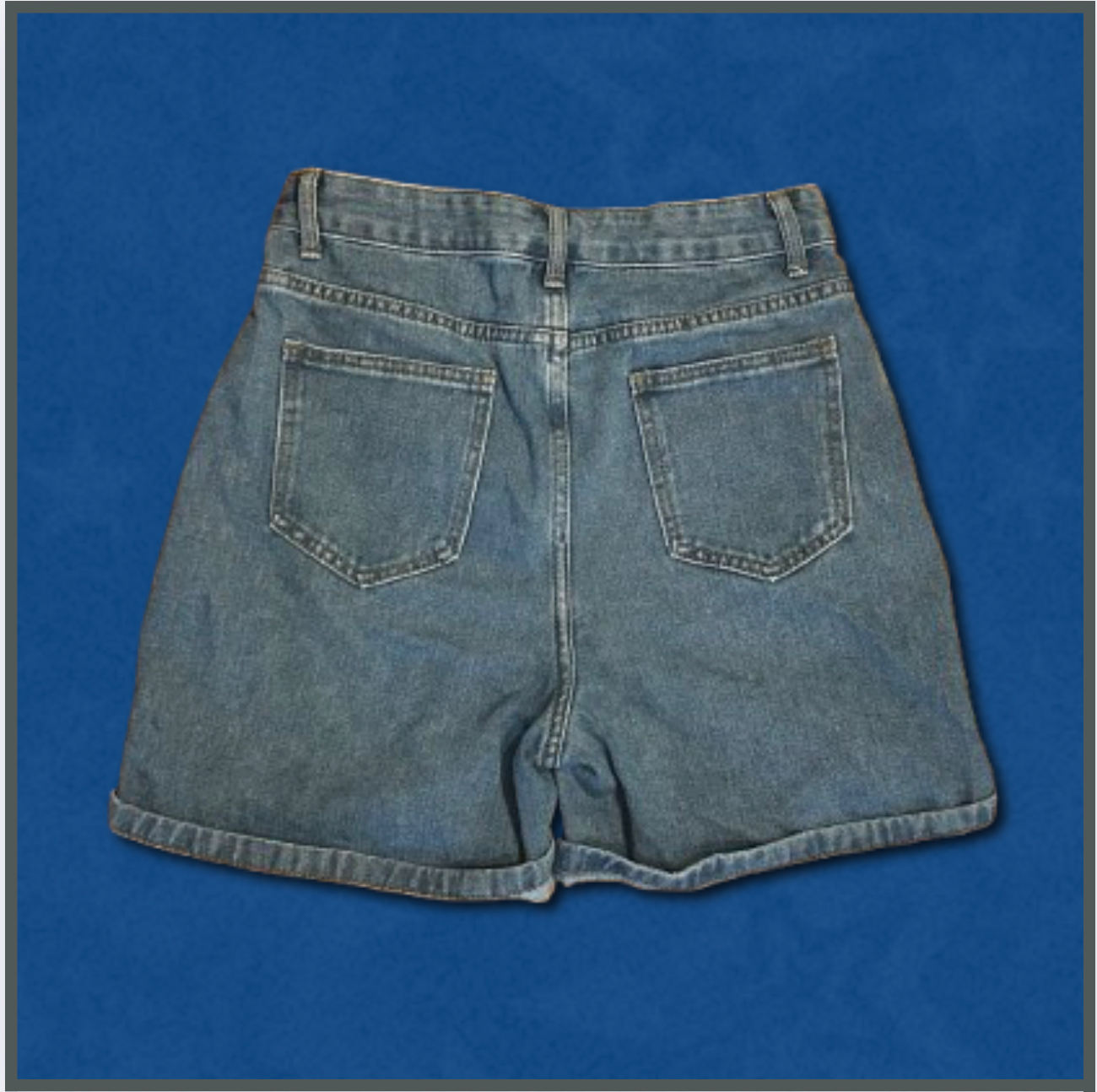 medium-wash jean shorts