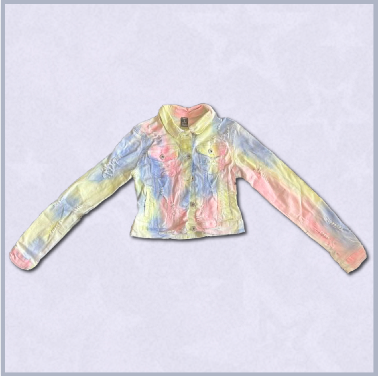 tie-dye distressed jean-textured jacket