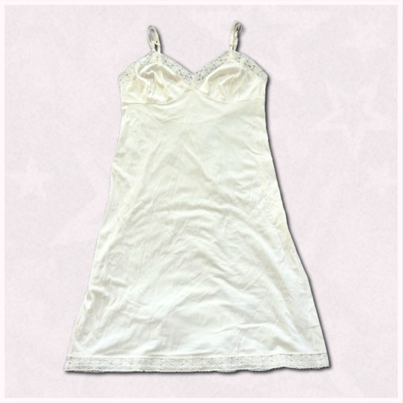 white slip dress with lace trim