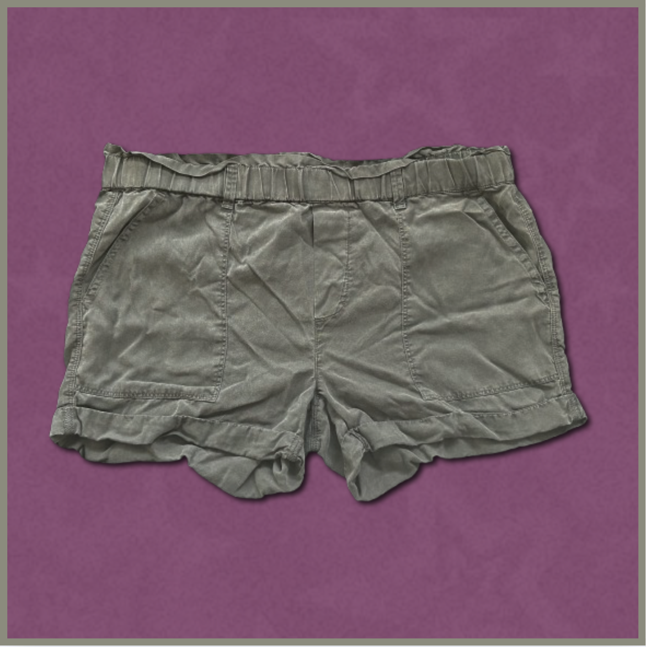 greenish-gray shorts with rugged design