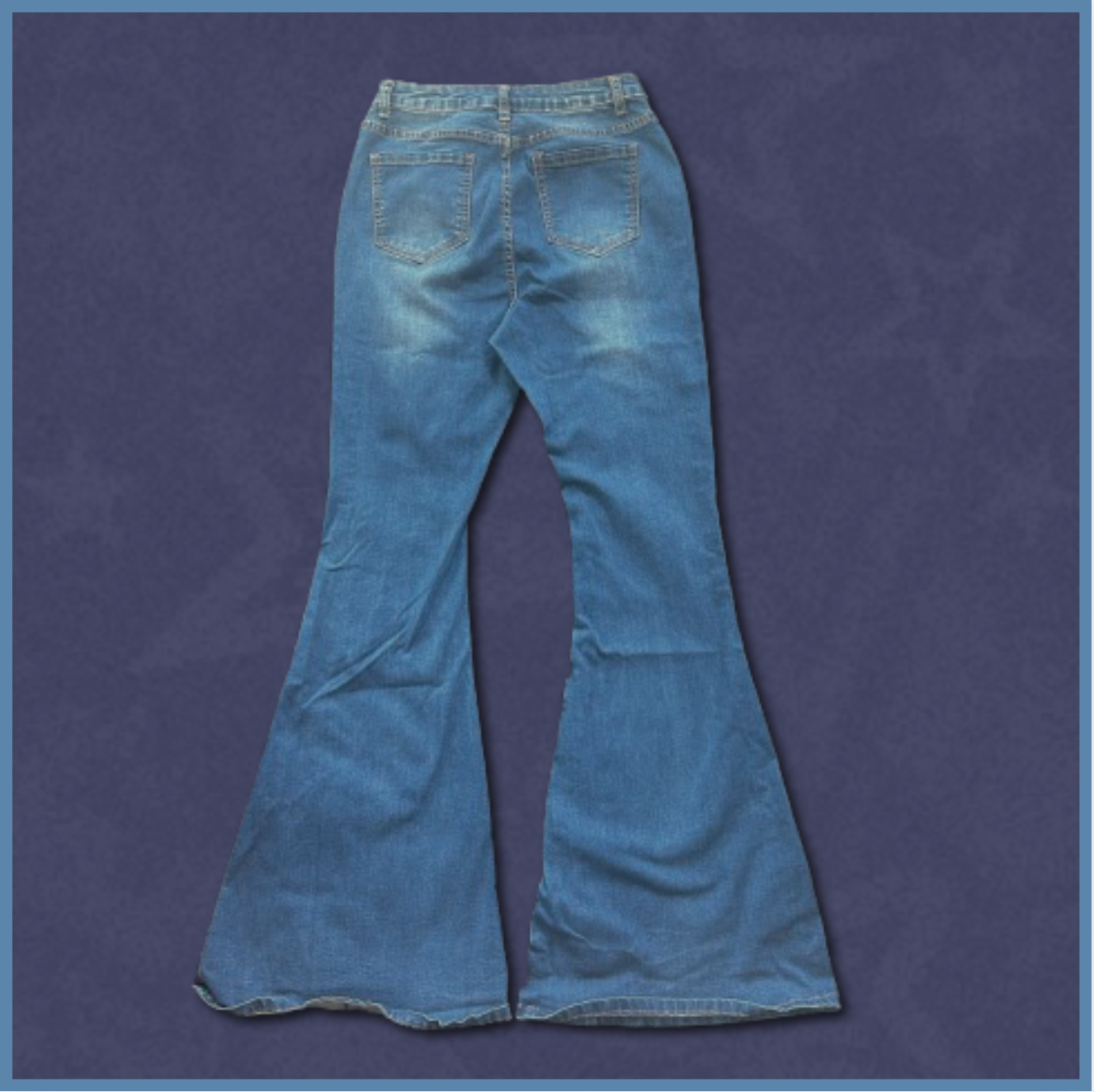 medium-wash flared jeans