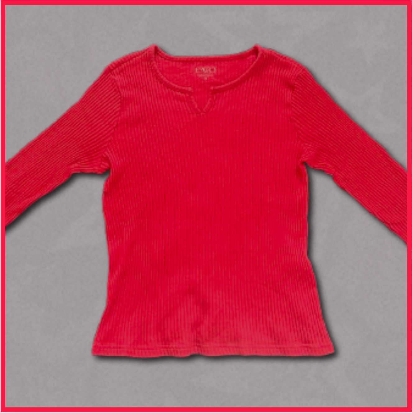 deep red slim-fitting long sleeve top