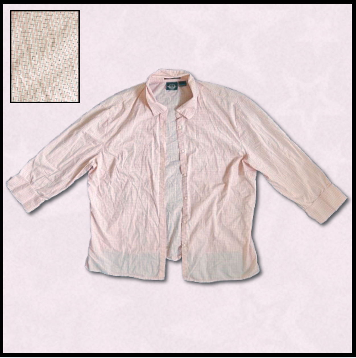 light pink patterned button-up top