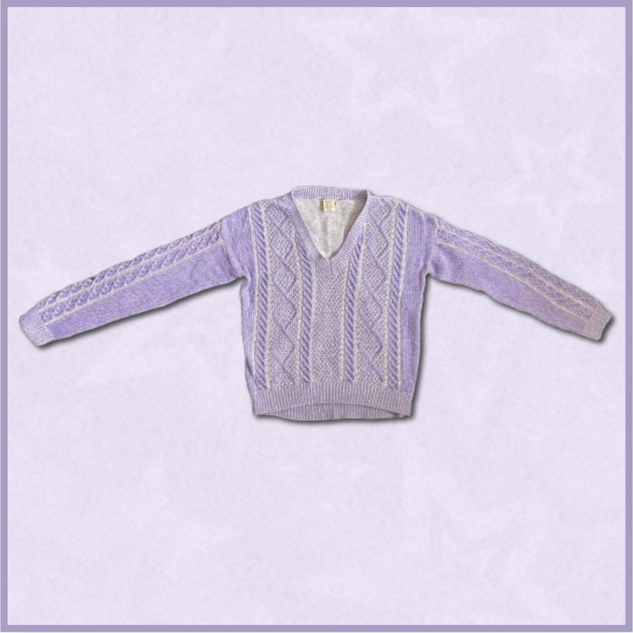 purple + white knitted sweater