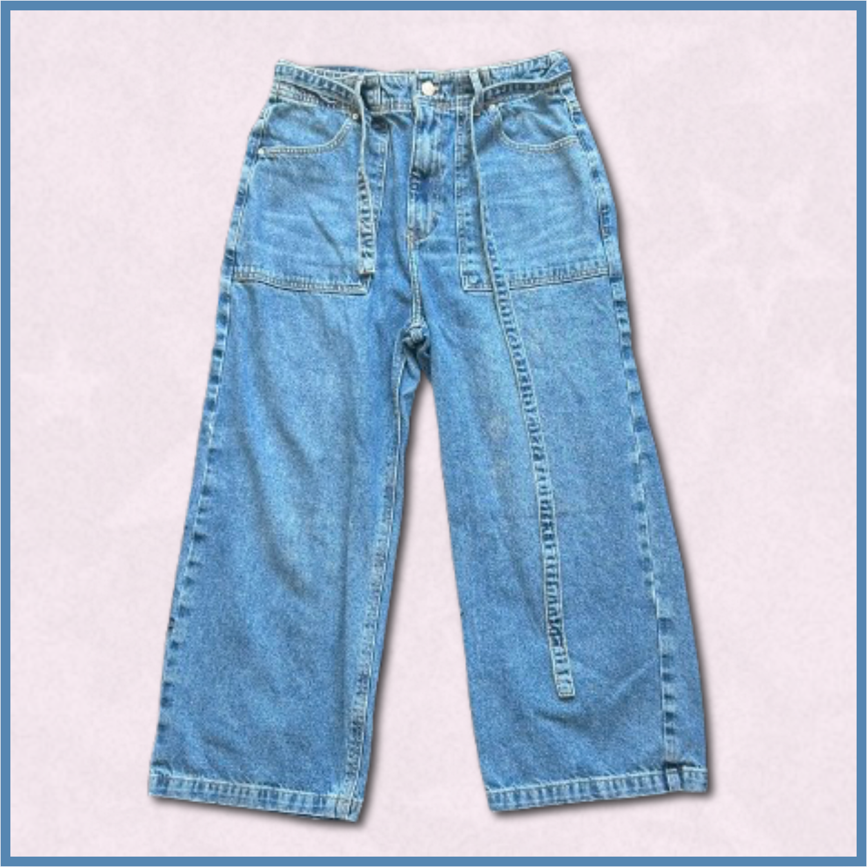 oversized jeans with denim belt design