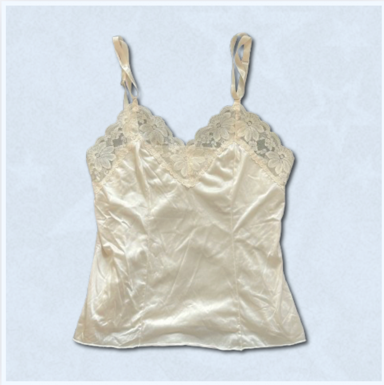 off-white night cami with lace trim