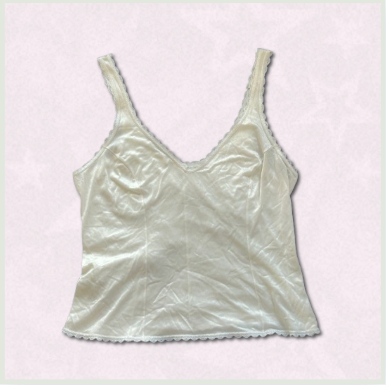 off-white night cami with slight lace trim