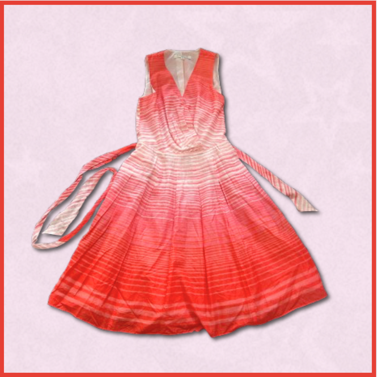 dark pink +white midi striped ombre dress
