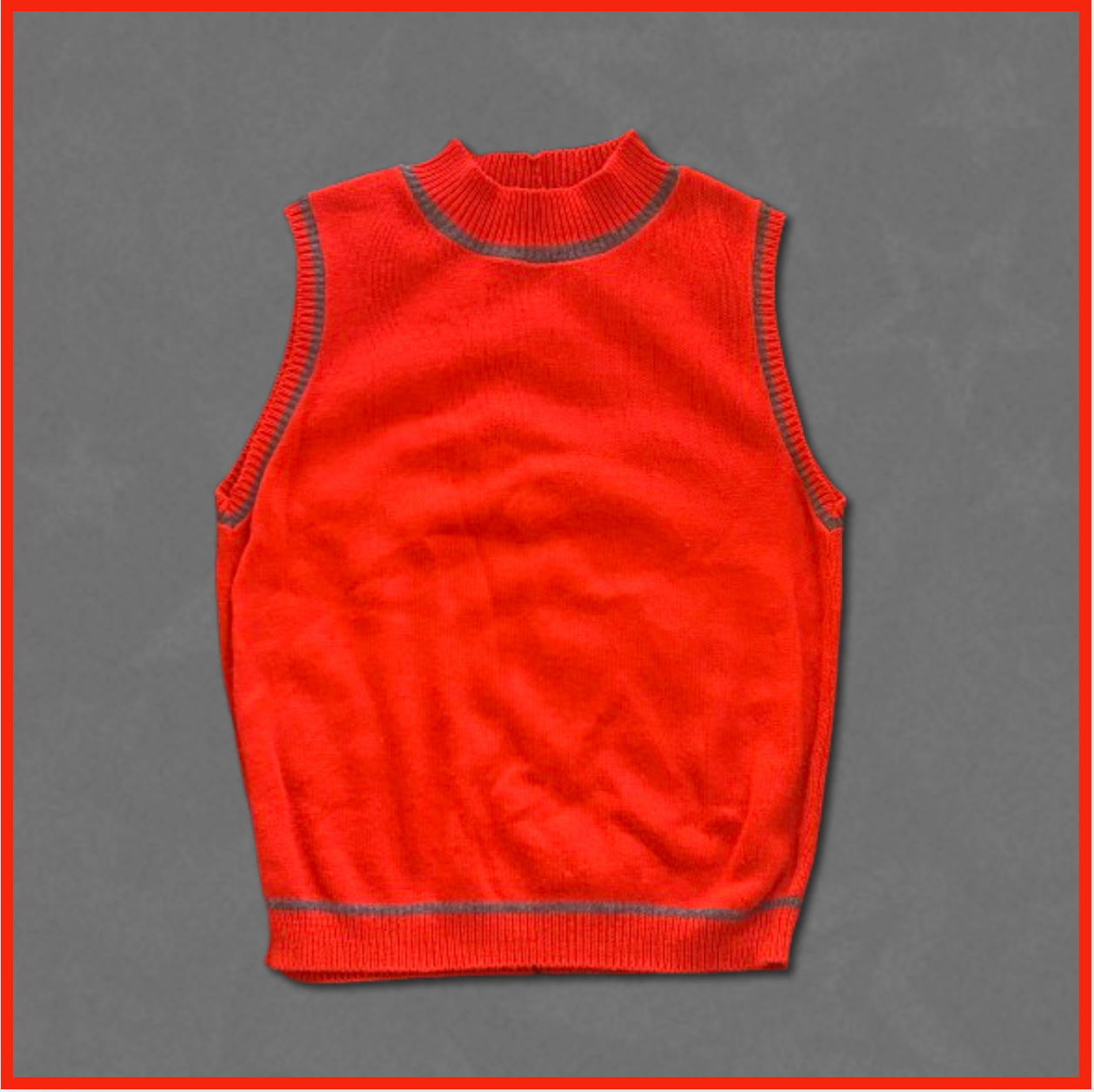 deep red sweater vest with dark gray outline