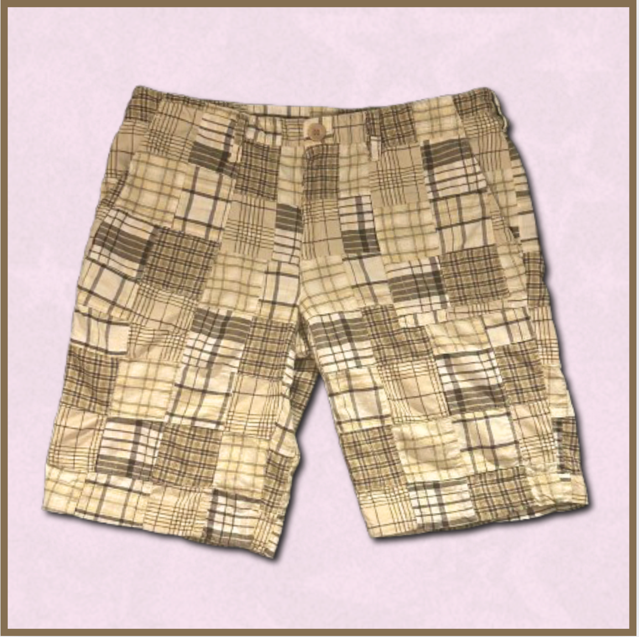 multicolored brown plaid shorts