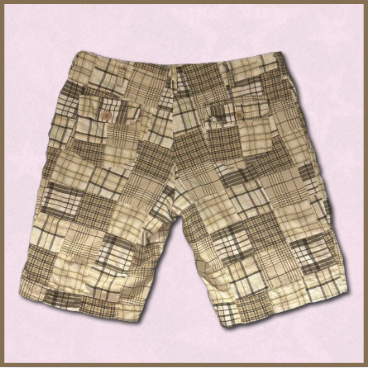 multicolored brown plaid shorts
