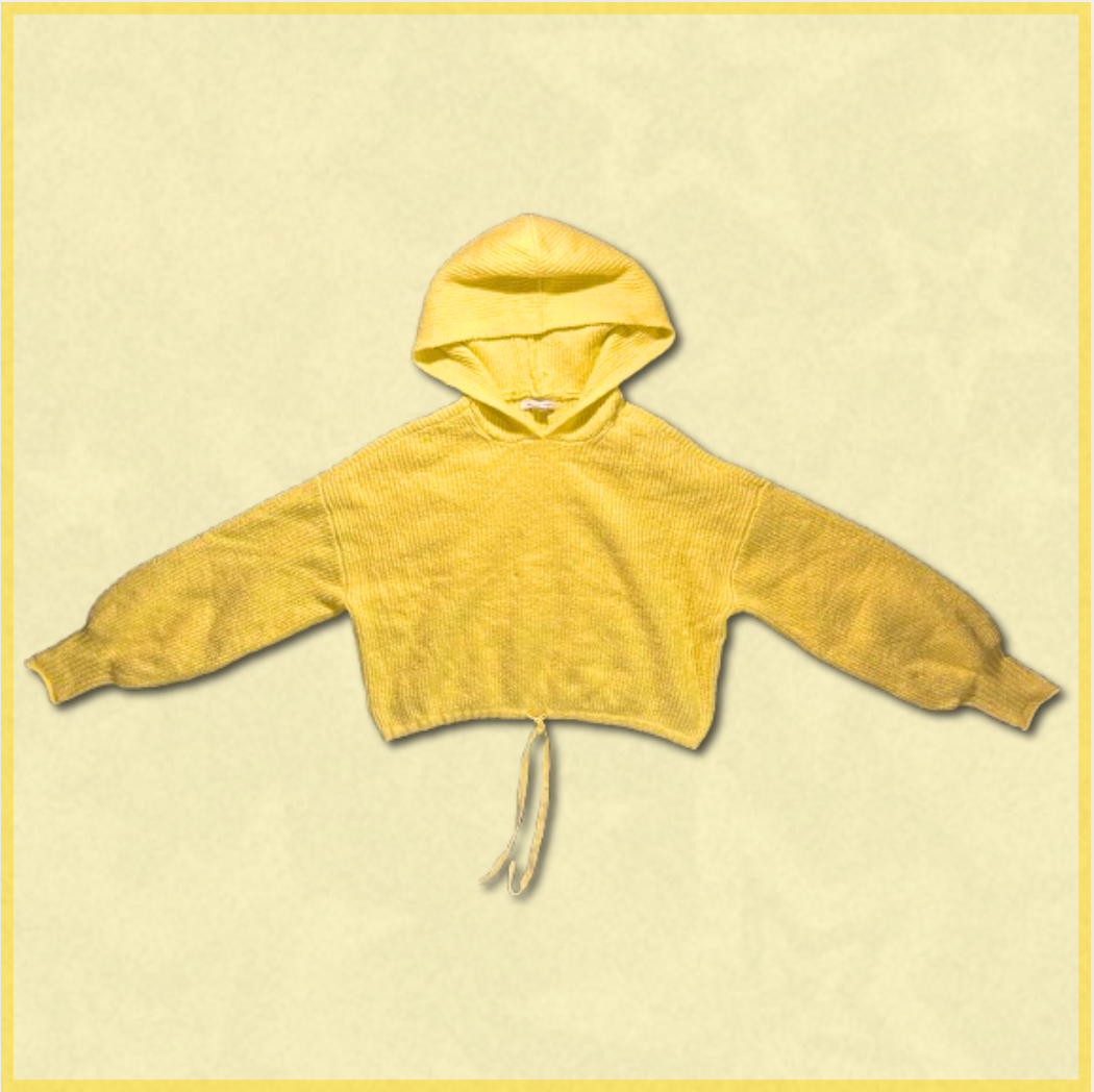 bright yellow looser-fitting cropped knitted sweater