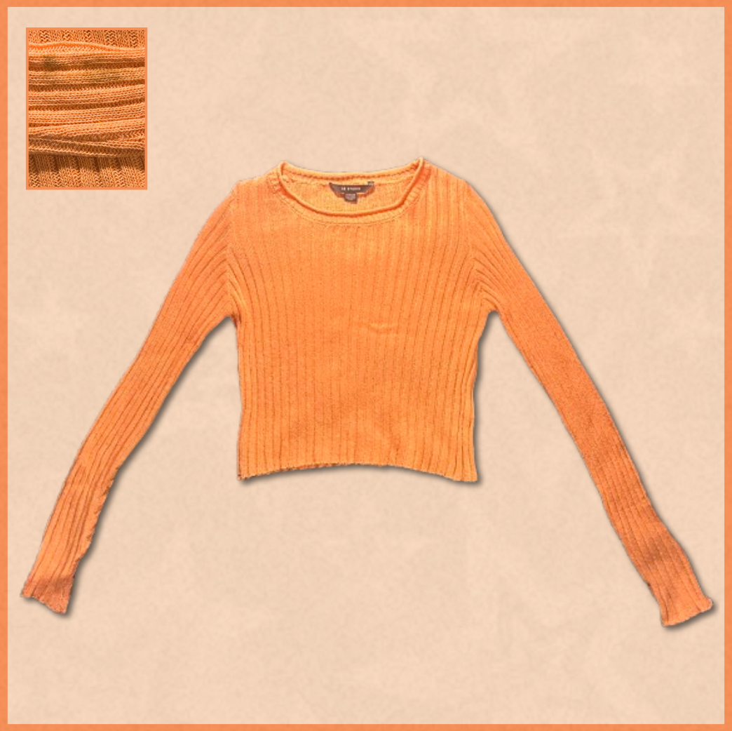 orange ribbed long-sleeve top