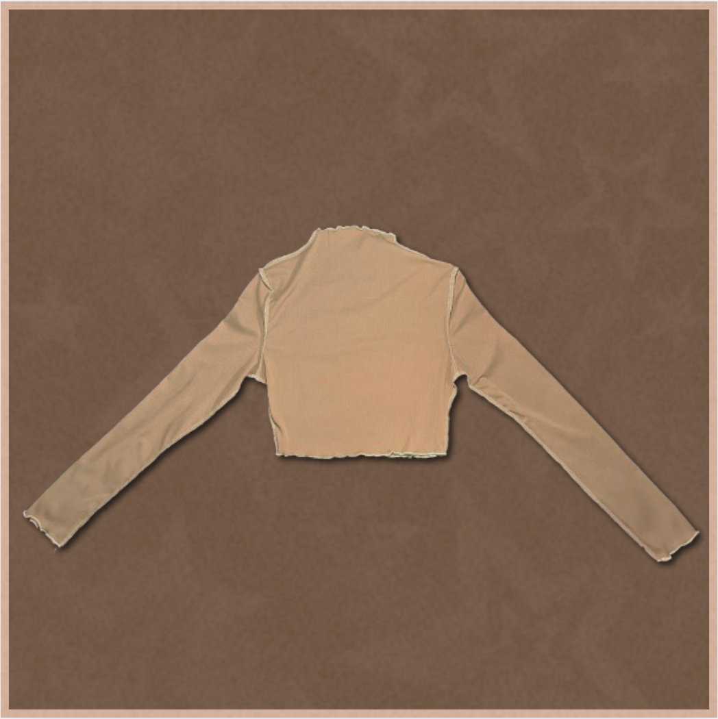paler brown ribbed slim-fitting crop top