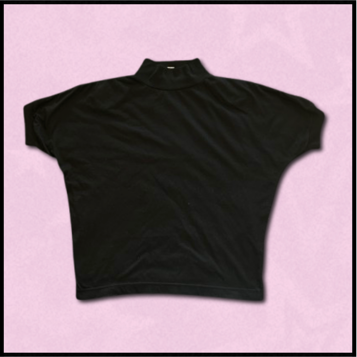 black short-sleeve top with turtleneck