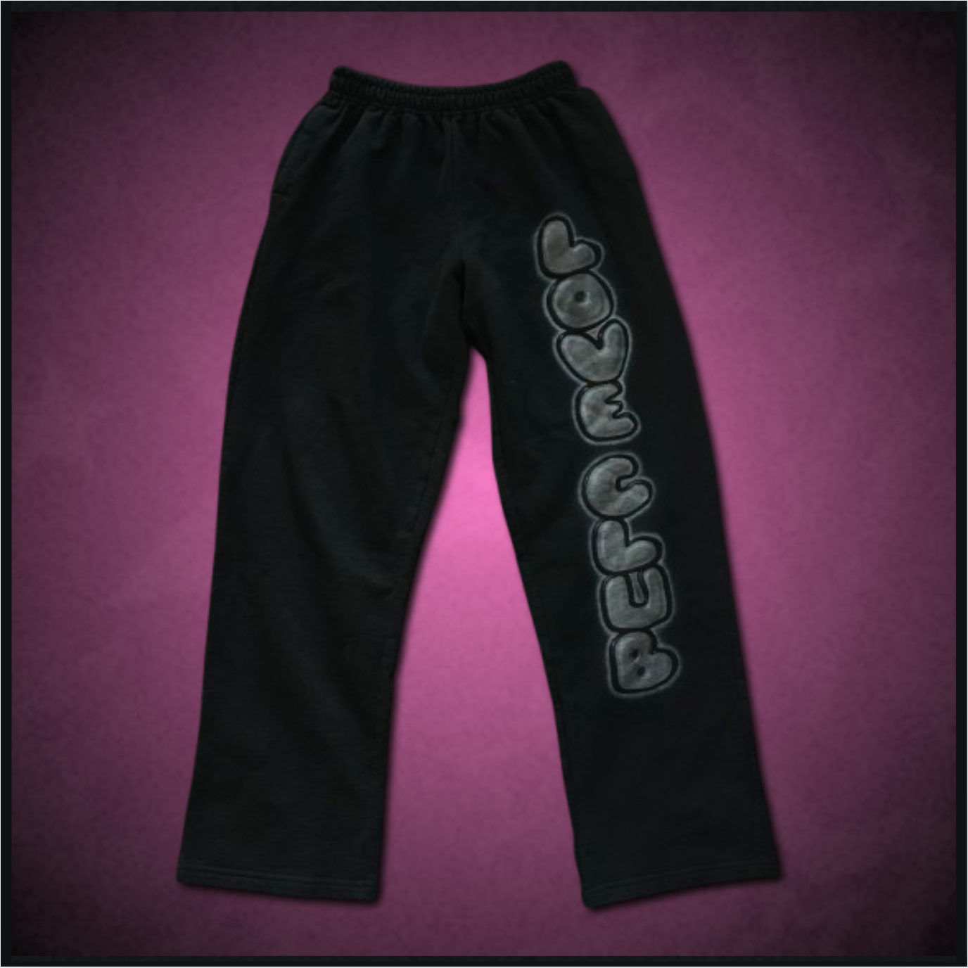 black + gray "love club" sweat pants