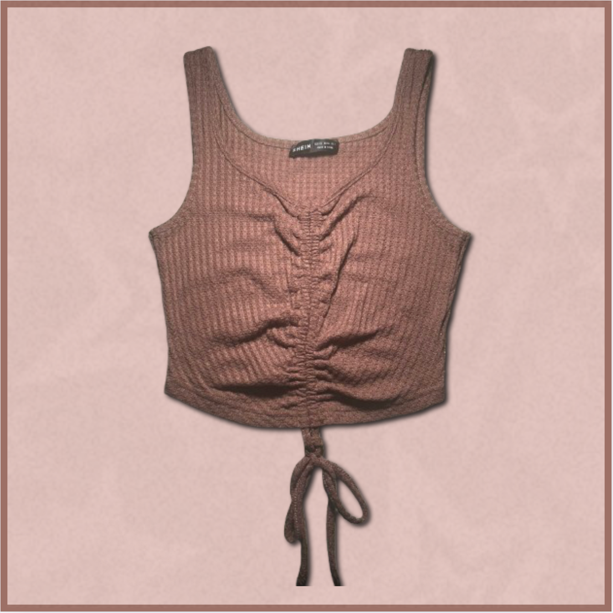 reddish brown cropped tank with scrunch/tie-up design
