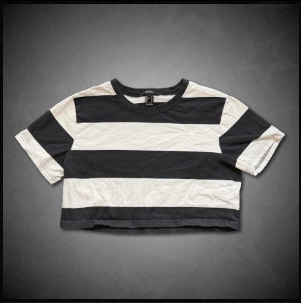 black/white striped cropped top