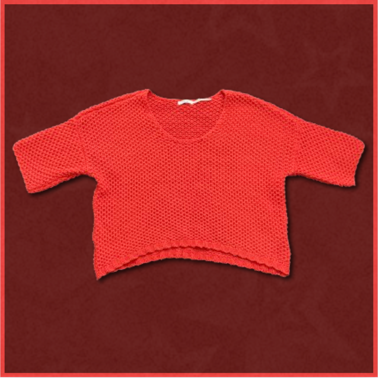red knitted top
