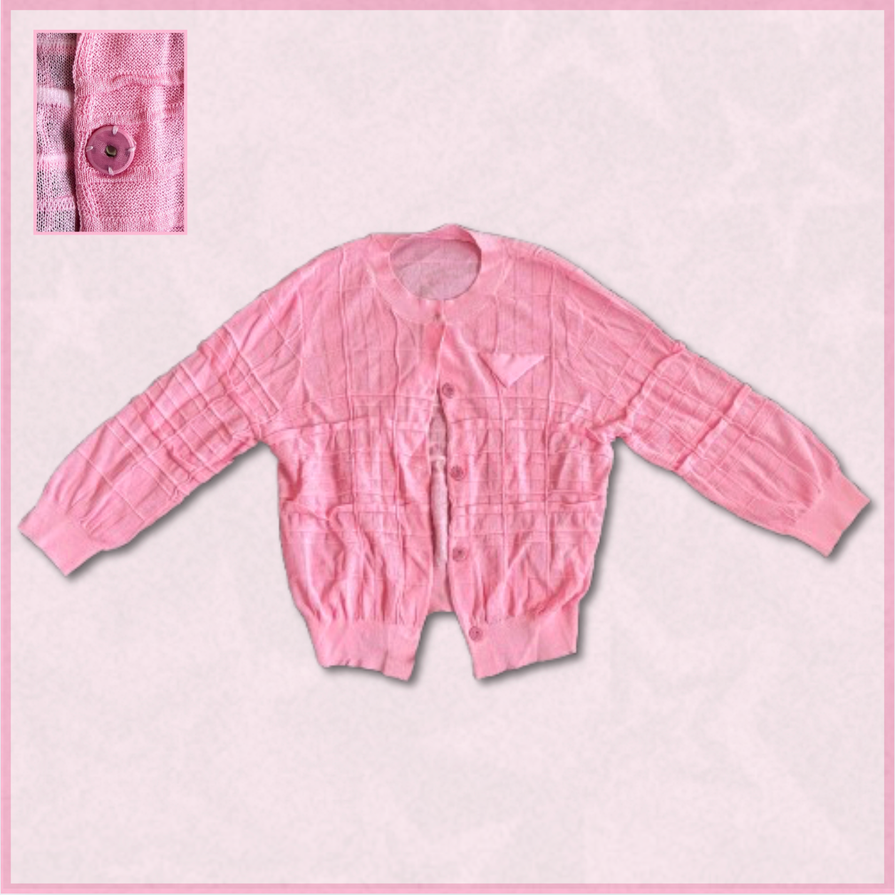 bright pink cardigan