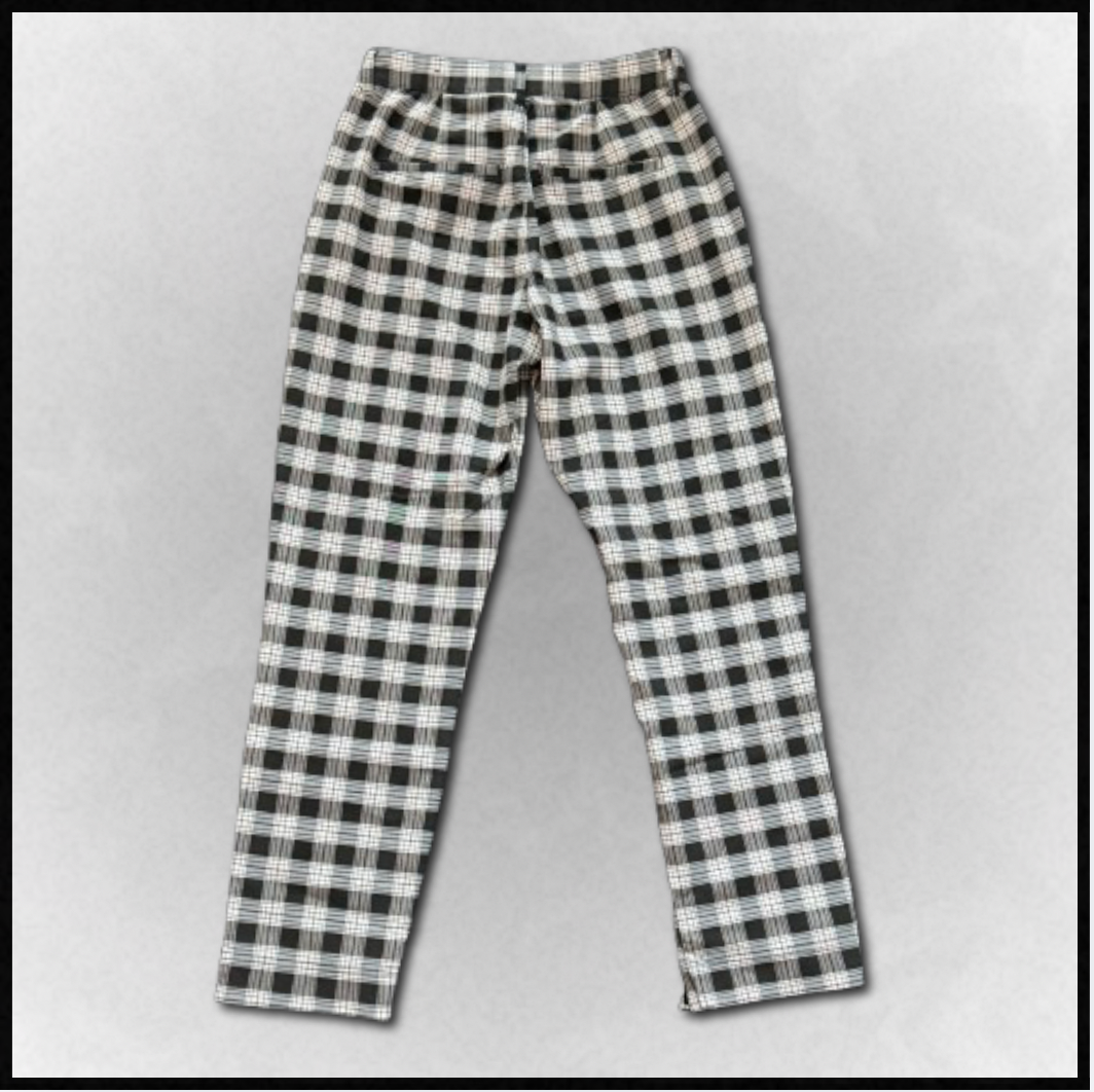 black/white plaid "ultra high-rise" pants