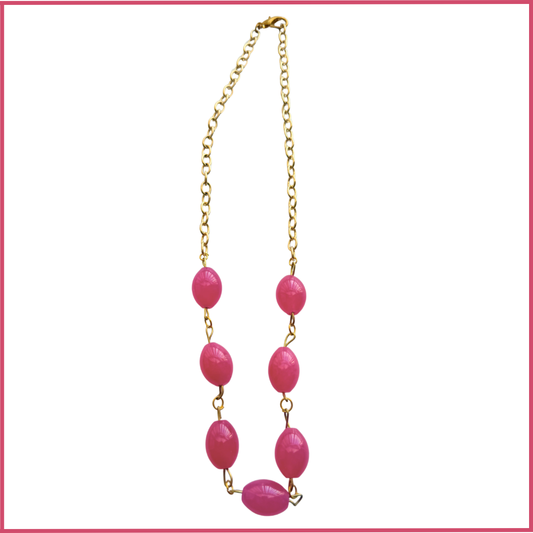 pink and gold beaded necklace
