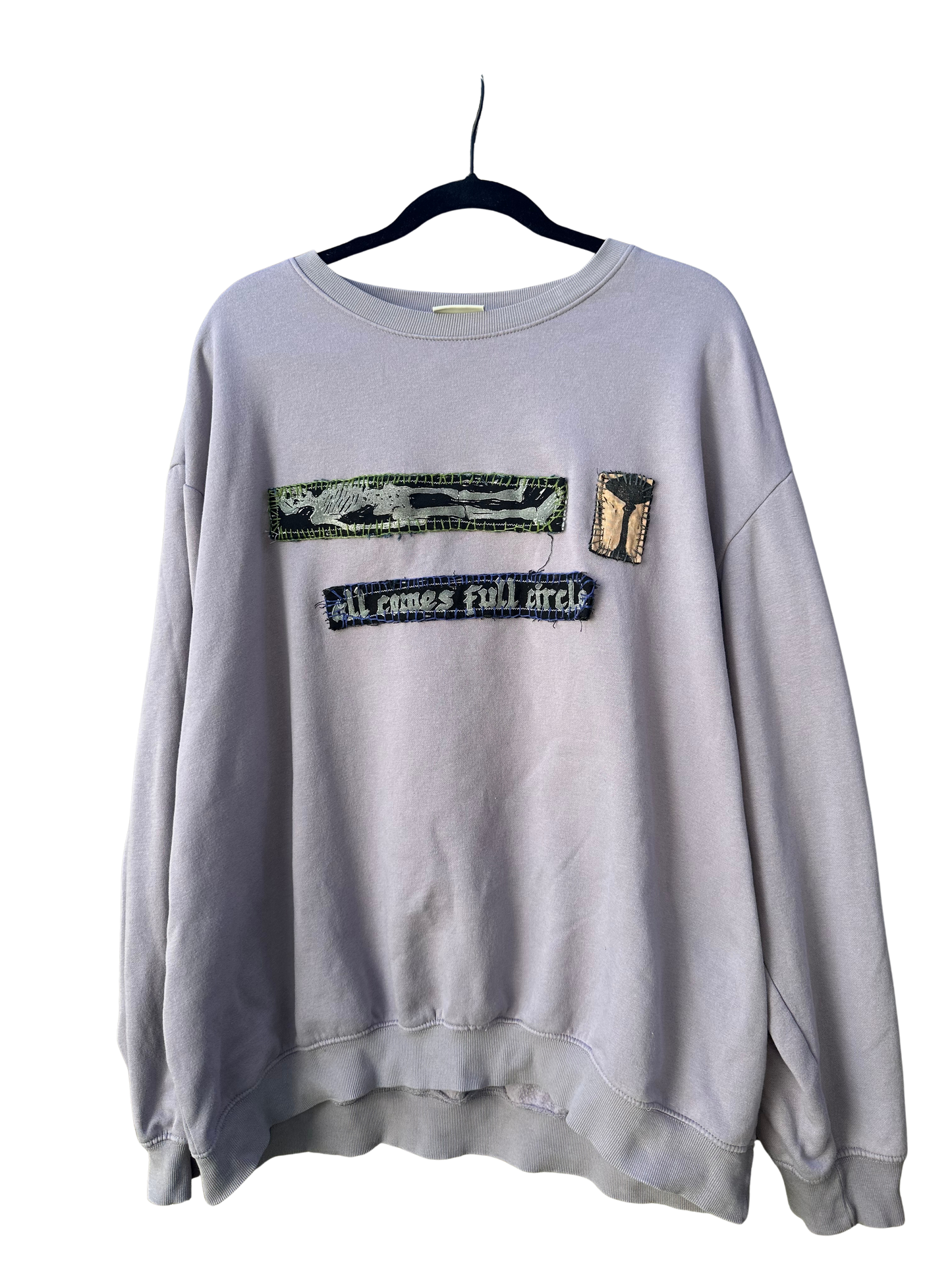 women's h&m crewneck with embroidered patches