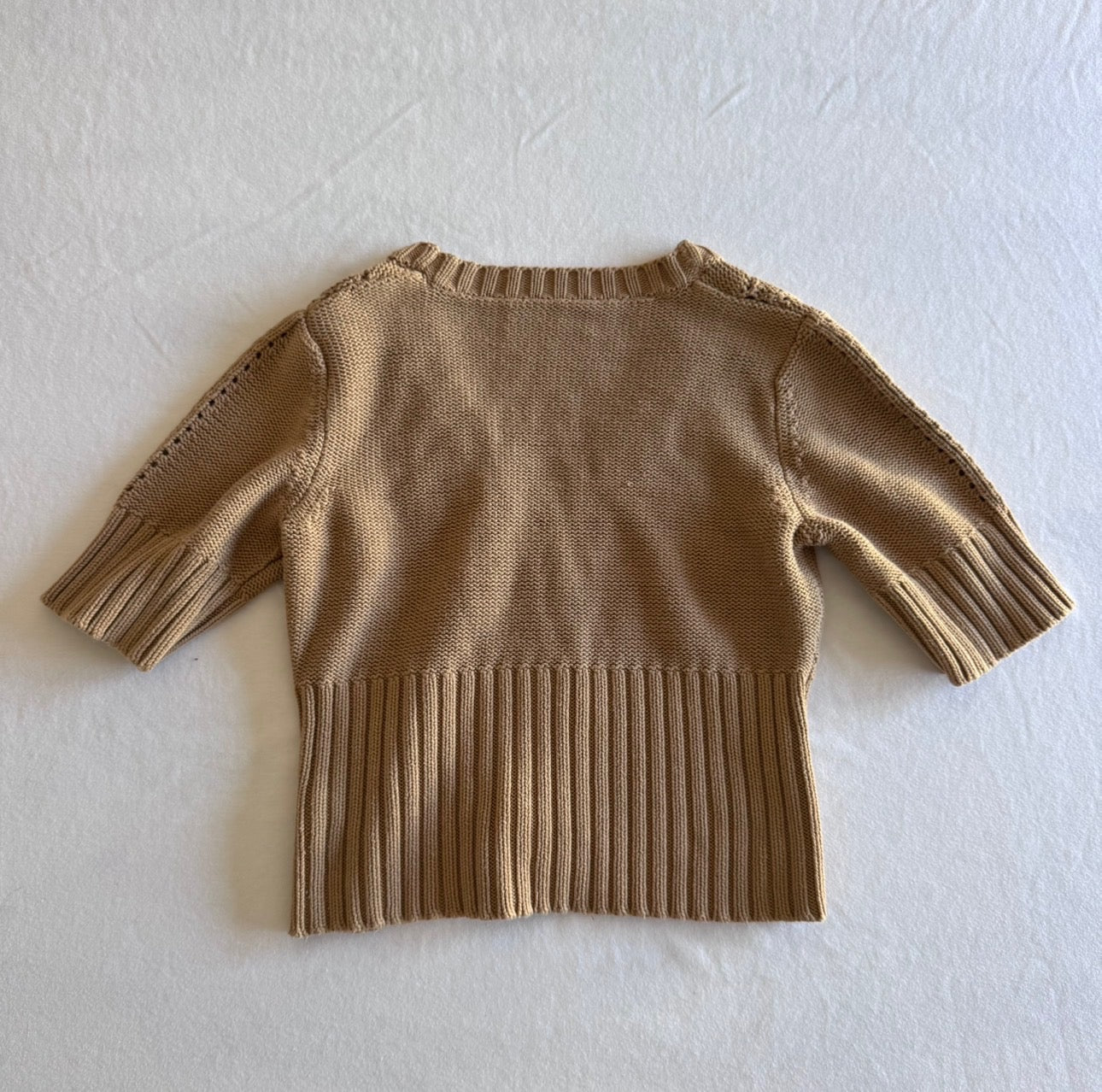Tan Knit Button Up Mini Cardigan