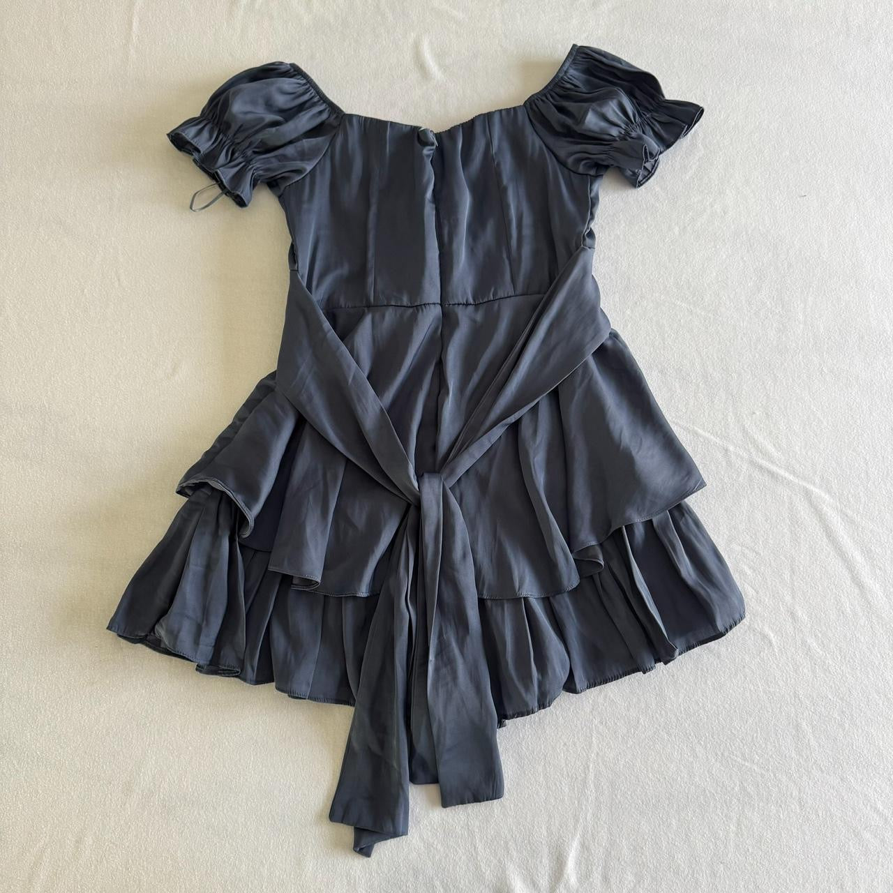 Blue Tiered Mini Romper Dress