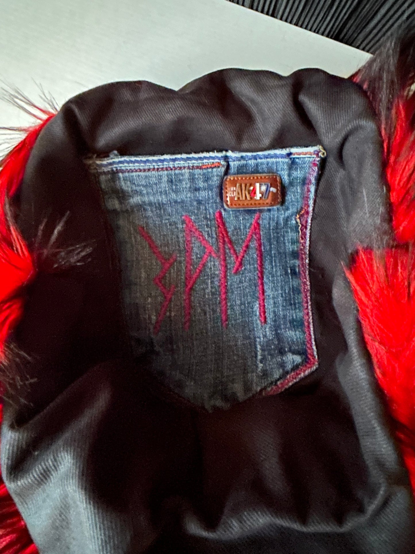 3PM Clothing 1/1 Black & Red Faux Fur Bag